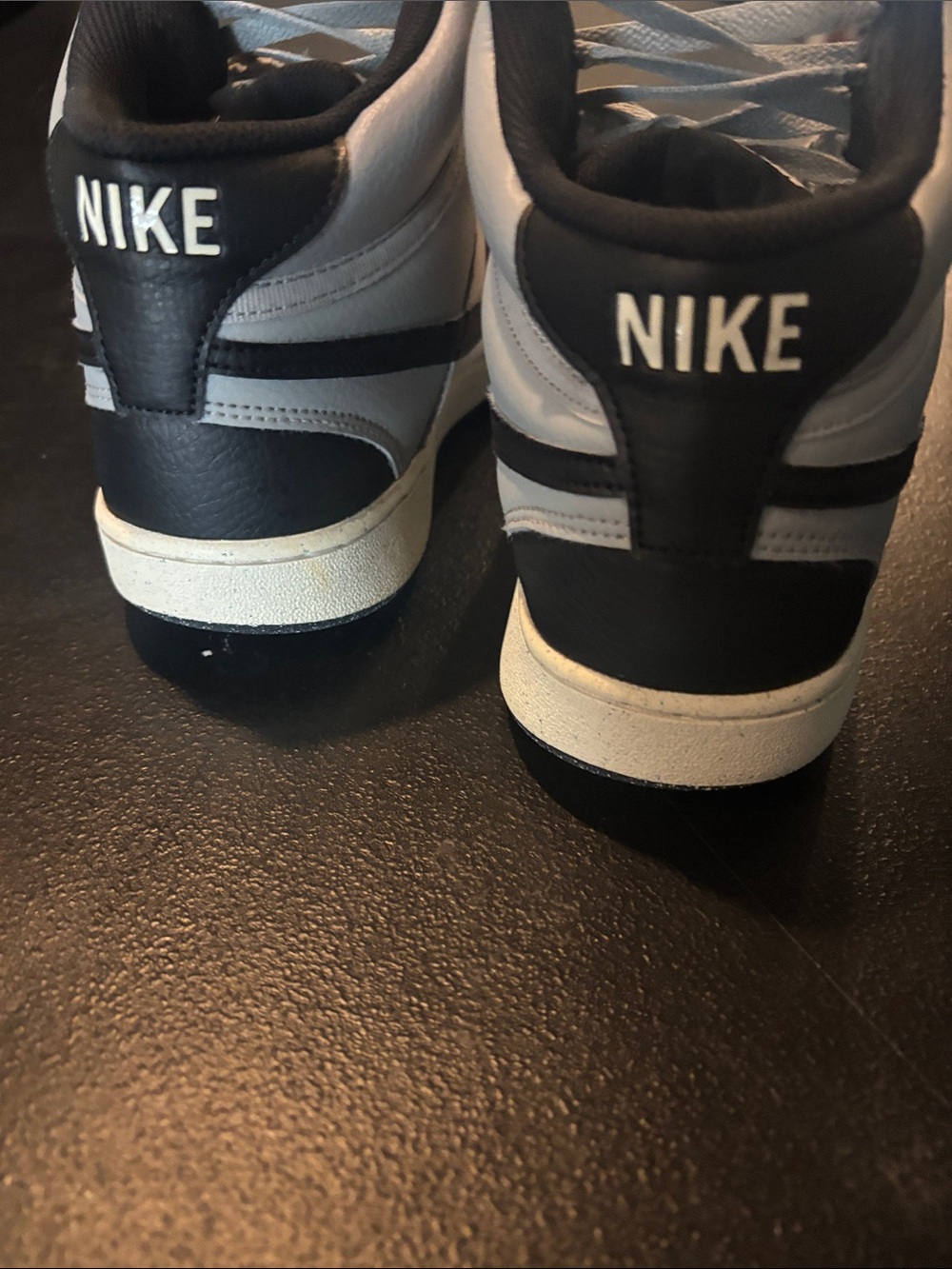 Nike White and Black Mid-Top Sneaker with Gray Laces - Picture 4 of 4